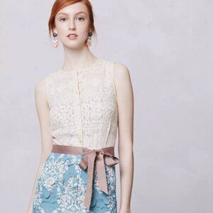 Anthro BEGUILE by BYRON LARS Lasercut FLEUR de LYS Dress Sz6 - NO BELT